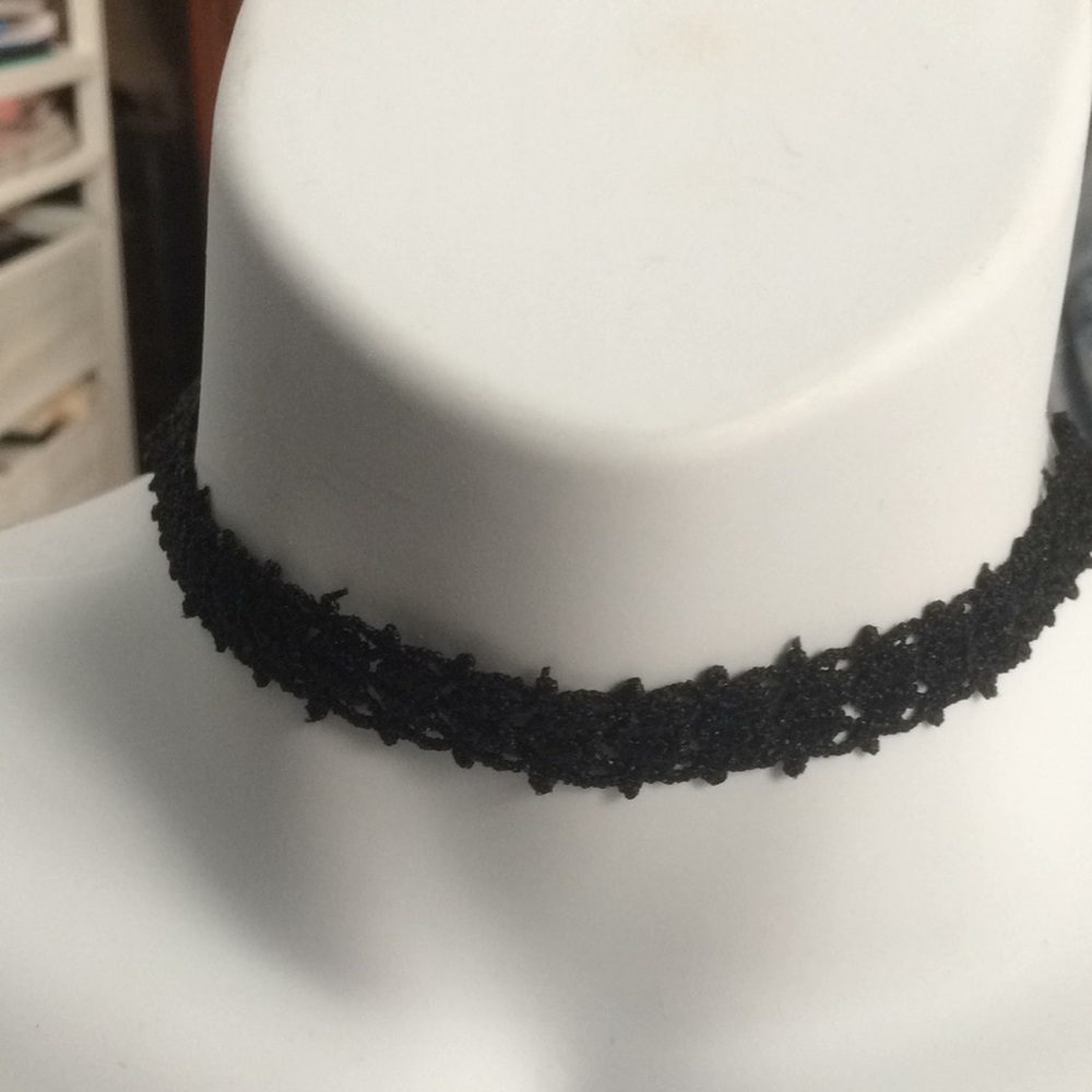 Three black lace chokers